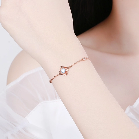 925 Sterlingsilber Vierblättriges Kleeblatt Armband Für Damen Zirkonia Roségold Überzug Hohlblume Gliederkette Schmuck Geschenk