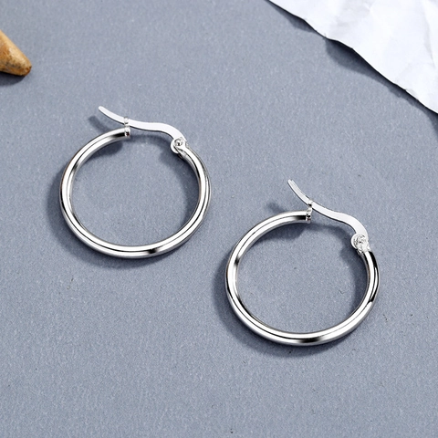 Pendientes de Aro de Plata de Ley 925 Para Mujer Diseño Geométrico Redondo Color Oro Plata Joyería Elegante
