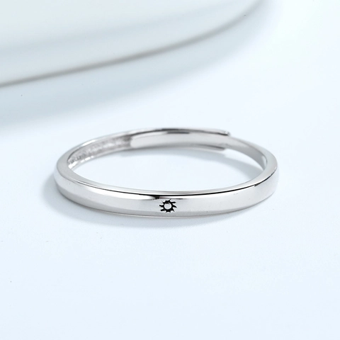 S925 Sterling Silver Couple Rings Sun And Moon Simple Adjustable Open Rings Romantic Matching Rings For Wedding Jewelry Gift