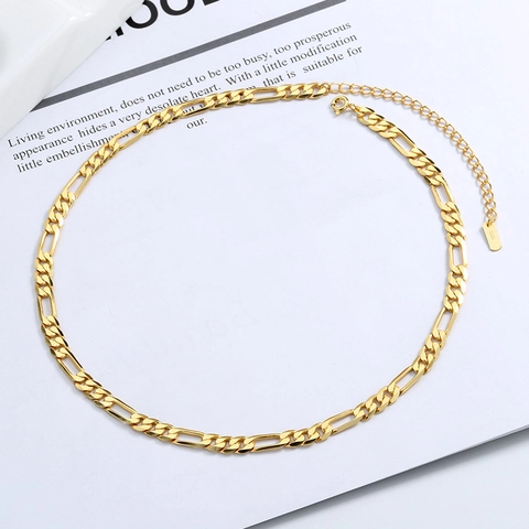 925 Sterlingsilber Figaro Kettenanhänger Für Damen Minimalistisch Ins Stil Hip-Hop Einfache Silber Schlüsselbeinkette Schmuck