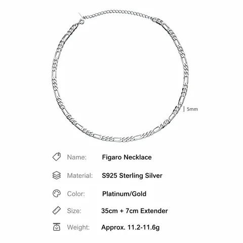 925 Sterlingsilber Figaro Kettenanhänger Für Damen Minimalistisch Ins Stil Hip-Hop Einfache Silber Schlüsselbeinkette Schmuck