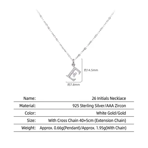 925 Sterling Silver Initial Letter Necklace For Women Gold Silver Zirconia Pendant Minimalist Clavicle Chain Jewelry Gift
