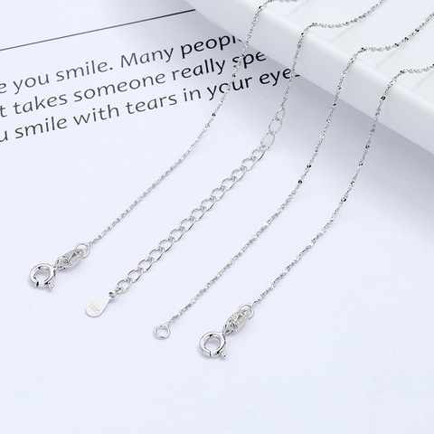 925 Sterling Silver Gypsophila Chain Necklace For Women Sparkling Twisted Single Chain Adjustable S925 Minimalist Jewelry