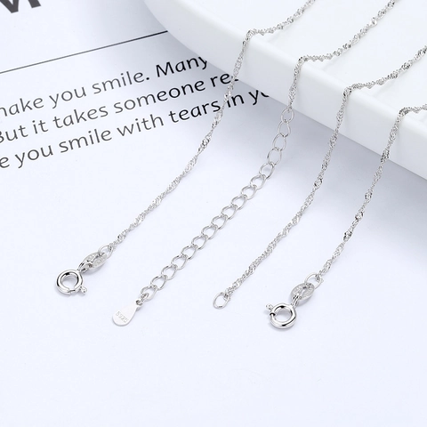 S925 Sterling Zilveren Watergolfketting Halsketting Voor Dames Verstelbare Verlenging Singapore Ketting Goud Roségoud Zilver Basic DIY Sieraden