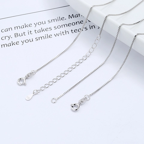 Italian 925 Sterling Silver Box Chain Necklace Minimalist Naked Link Chain Necklace For Women Elegant Fashion Jewelry Accessory
