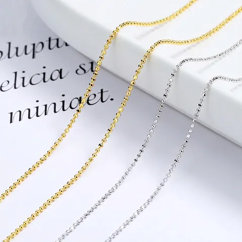 S925 Sterling Silver Bead Chain Necklace For Women Minimalist Adjustable Ball Clavicle Chain Gold Silver Plated Fashion Jewelry