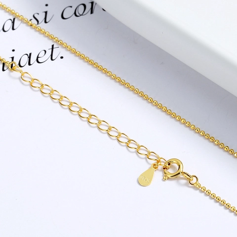 S925 Sterling Silver Bead Chain Necklace For Women Minimalist Adjustable Ball Clavicle Chain Gold Silver Plated Fashion Jewelry