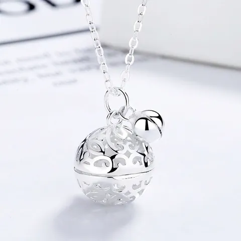 Ciondolo Solo a Forma di Campana S925 Argento Sterling Vintage per Donna Retro Stile Palazzo Motivo a Volute Gioielli Senza Catena