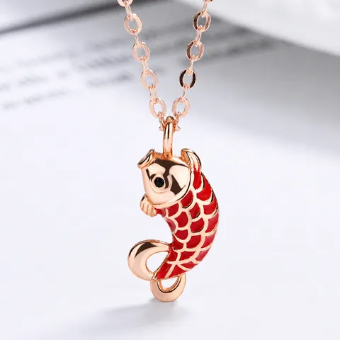 925 Sterling Silber Koi Fisch Halskette Für Damen Roter Emaille Karpfen Anhänger Chinesischer Stil Glücksbringer Schmuck Neujahrsgeschenk