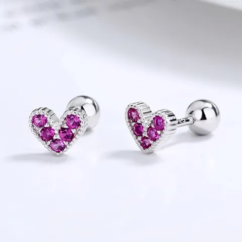 925 Sterling Silver Heart Stud Earrings Minimalist Zirconia Screw Back Earrings For Women Ear Bone Nail Fashion Jewelry Gift