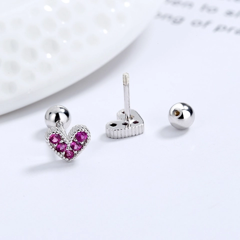 925 Sterling Silver Heart Stud Earrings Minimalist Zirconia Screw Back Earrings For Women Ear Bone Nail Fashion Jewelry Gift