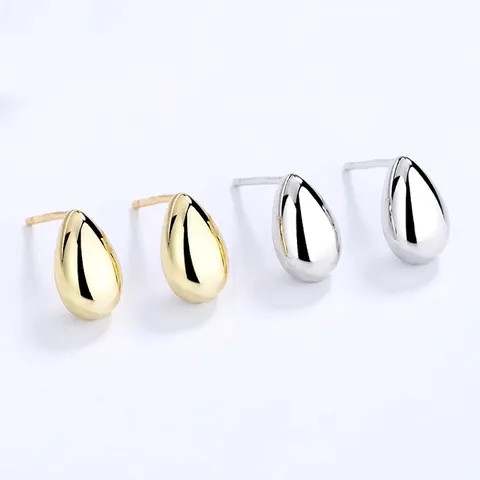 Orecchini a Bottone Minimalisti a Goccia in Argento Sterling 925 per Donna Lucidati a Specchio Gioielli alla Moda