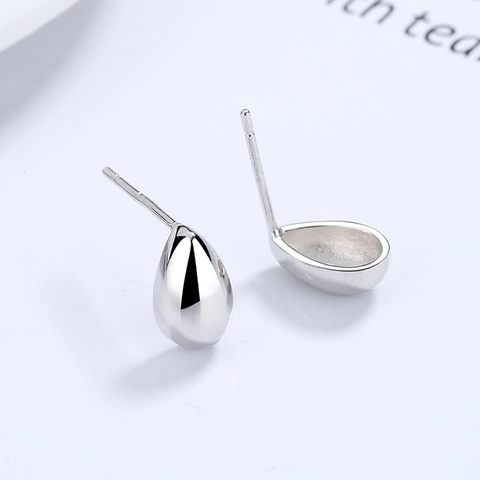Orecchini a Bottone Minimalisti a Goccia in Argento Sterling 925 per Donna Lucidati a Specchio Gioielli alla Moda