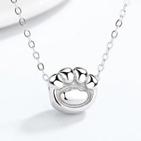 S925 Sterlingsilber Süßer Katzenpfote Anhänger Nur Für Damen Mädchen Minimalistisch Tier Kätzchen Fußabdruck Schmuck Zubehör