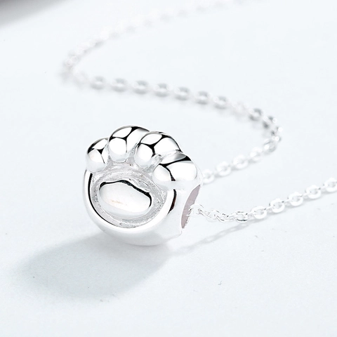 S925 Sterlingsilber Süßer Katzenpfote Anhänger Nur Für Damen Mädchen Minimalistisch Tier Kätzchen Fußabdruck Schmuck Zubehör