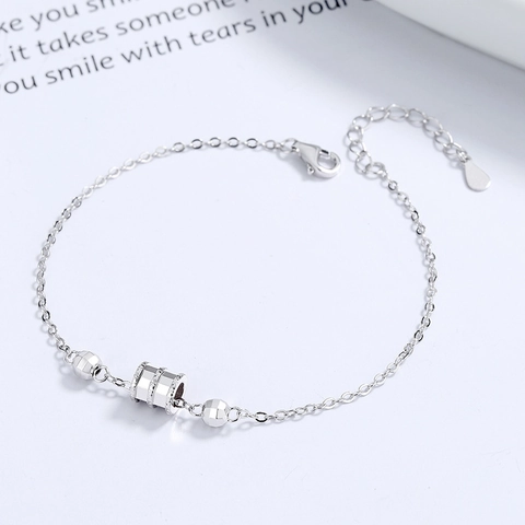 925 Sterling Zilver 18K Roségoud Verguld Cilinder Small Waist Armband Voor Dames Minimalistische Verstelbare Fijne Ketting Sieraden