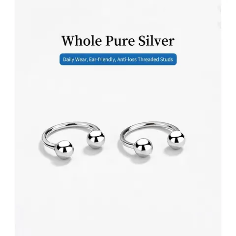 925 Sterlingsilber U-Form Hufeisen Ohrstecker Mit Schraubkugel Minimalistische Geometrische Perle Ohrknochen Ring Schmuck Für Damen