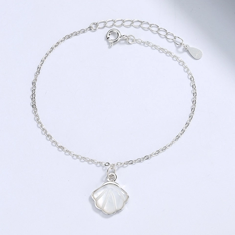 925 Sterling Silver Ginkgo Leaf Bracelet For Women White Artificial Pearl Inlaid Adjustable Chain Minimalist Jewelry Gift