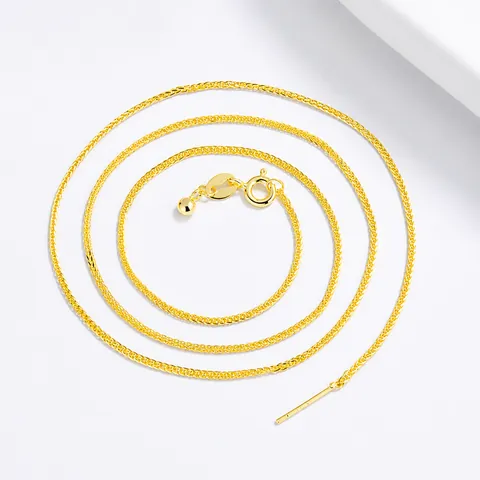 925 Sterling Silver Chopin Chain Necklace Adjustable DIY Beading Chain 18K Gold Plated Clavicle Chain Universal Needle Chain For Women Jewelry