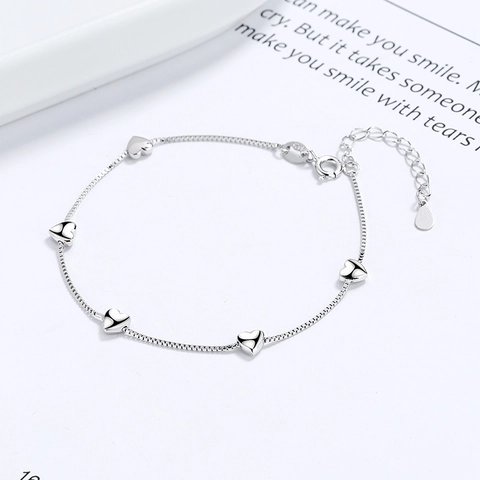 Bracciale Catena Veneziana in Argento Sterling 925 per Donna Bracciale Regolabile con Ciondolo a Forma di Cuore Lucido Minimalista
