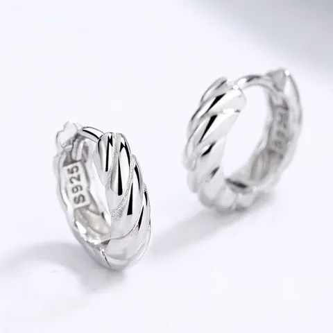 925 Sterlingsilber Gedrehte Creolen Retro Seilmuster Minimalistisch Geometrisch Polierte Gold Silber Ohrringe Für Damen Schmuck