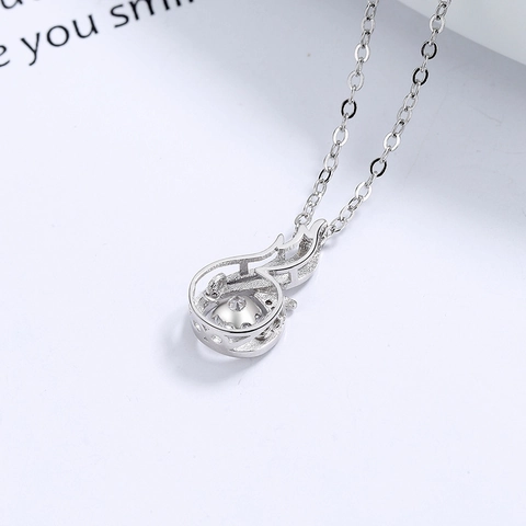 Collana con Ciondolo a Cuore Danzante in Argento Sterling S925 per Donna Elegante Catena a Clavicola con Strass Gioielli Placcati in Oro Bianco