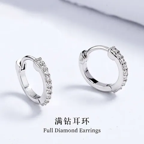 925 Sterlingsilber Zirkonia Huggie Hoop Ohrringe Gold Silber Galvanisiert Vollbesetzt Strass Minimalistisch Kleine Runde Ohrringe Für Damen Schmuck