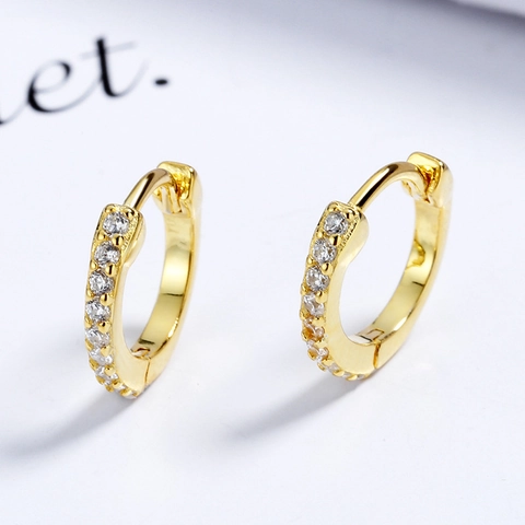 925 Sterlingsilber Zirkonia Huggie Hoop Ohrringe Gold Silber Galvanisiert Vollbesetzt Strass Minimalistisch Kleine Runde Ohrringe Für Damen Schmuck