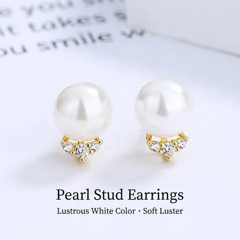 925 Sterling Zilver Kunstparel Oorknopjes Met Strass Elegant Koreaanse Stijl Piercing Sieraden Voor Dames Cadeau