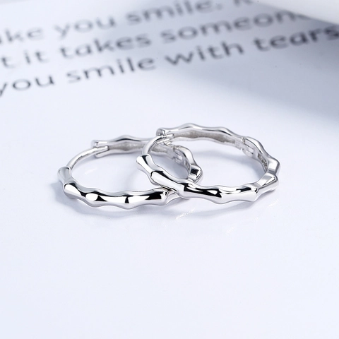 Orecchini a Cerchio in Argento Sterling 925 a Nodi di Bambù Minimalisti Semplici in Stile Coreano Gioielli da Donna