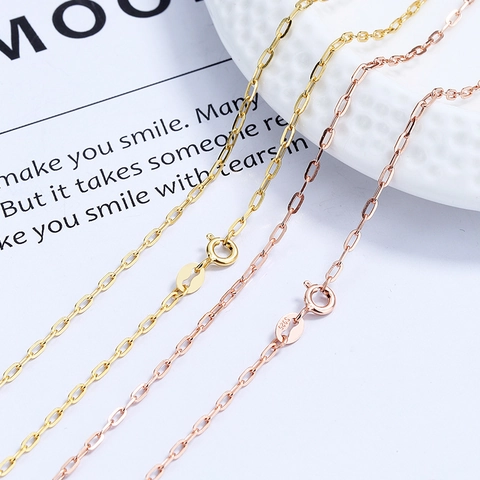 S925 Sterlingsilber Büroklammer-Kette Halskette Für Damen 18K Vergoldet Minimalistische Feine Schlichte Choker Schlüsselbeinkette Schmuck