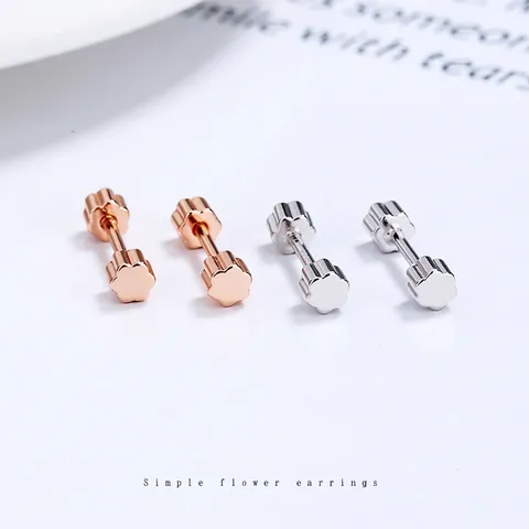 S925 Sterlingsilber Pflaumenblüte Ohrstecker Für Damen Minimalistische Geometrische Blume Schraubverschluss Strass Ohrring Schmuck