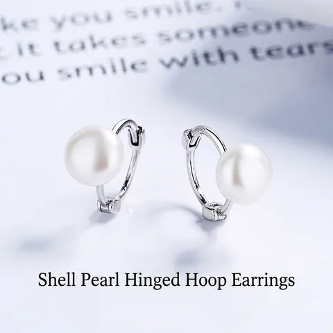 S925 Sterling Silver Round Artificial Pearl Hoop Earrings Minimalist Design Elegant Ear Buckle Fashion Jewelry For Women