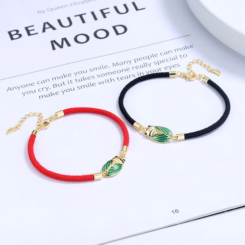 Bracciale in Corda Intrecciata con Ciondolo a Cicala in Argento Sterling 925 per Uomo Donna Gioielli per Coppia Insetto in Smalto Regolabile Regalo Portafortuna
