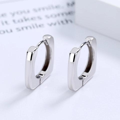925 Sterling Silver Geometric Square Hoop Earrings For Women Minimalist Small Large Ear Clasps Gold Silver Plated Jewelry Gift