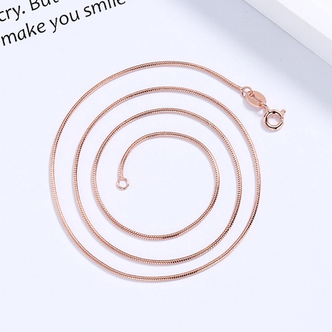 Collier Chaîne Serpent en Argent Sterling 925 pour Femmes Elégant Or Or Rose Choker Simple Bijoux DIY Chaîne de Cou de Base