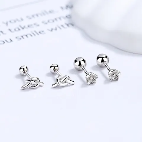 925 Sterlingsilber Blume Knoten Schraubverschluss Ohrstecker Für Damen Minimalistisch Exquisite Strass Silber Ohrknochen Schmuck