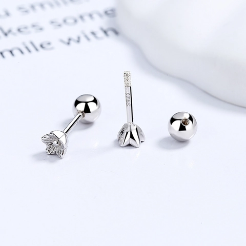 925 Sterlingsilber Blume Knoten Schraubverschluss Ohrstecker Für Damen Minimalistisch Exquisite Strass Silber Ohrknochen Schmuck