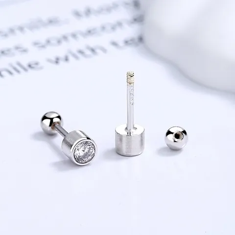 925 Sterling Silber Schraubverschluss Ohrstecker Für Damen Minimalistische Zirkonia Spike Helix Piercing Schmuck