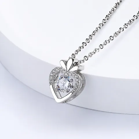 S925 Sterling Zilveren Hart Hanger Halsketting Wortel Ontwerp Dansende Steen Strass Sleutelbeen Ketting Sieraden Voor Vrouwen Cadeau