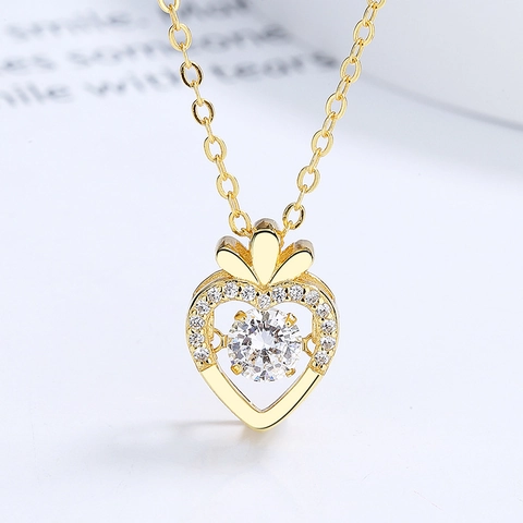 S925 Sterling Zilveren Hart Hanger Halsketting Wortel Ontwerp Dansende Steen Strass Sleutelbeen Ketting Sieraden Voor Vrouwen Cadeau