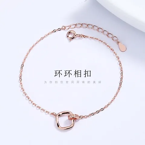 925 Sterling Zilver Mobius Ineengrijpende Ring Armband Voor Vrouwen Minimalistische Strass Armband Sieraden Cadeau