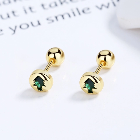 925 Sterlingsilber Weihnachtsbaum Ohrstecker Mit Grünem Strass Schraubverschluss Minimalistischer Schmuck Für Damen Party Geschenk