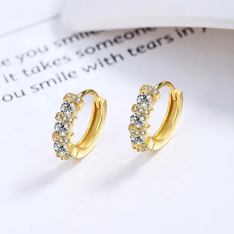 Orecchini a Cerchio in Argento Sterling S925 per Donna Micro Pavé Zirconia Full Diamond Piccoli Huggie Orecchini Gioielli Minimalisti