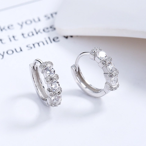 Orecchini a Cerchio in Argento Sterling S925 per Donna Micro Pavé Zirconia Full Diamond Piccoli Huggie Orecchini Gioielli Minimalisti