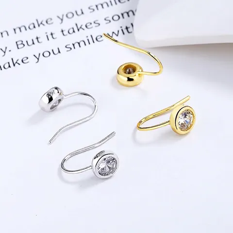 Pendientes de Gancho Geométricos de Plata de Ley 925 Minimalistas Para Mujer Elegantes Pendientes Colgantes de Circonia Oro Platino
