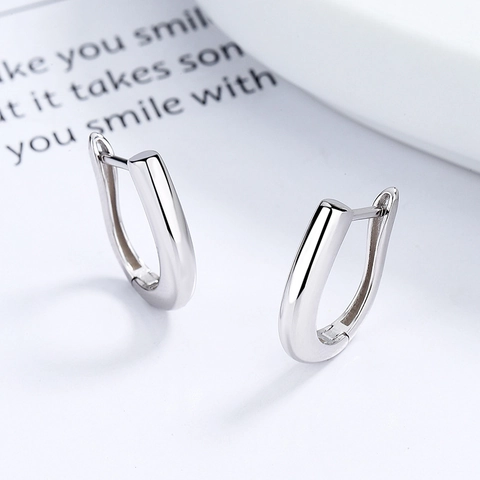 925 Argento Sterling Orecchini a Cerchio a U Minimalisti Geometrici Stile INS Piccola Fibbia per Orecchio Liscia Gioielli Donna