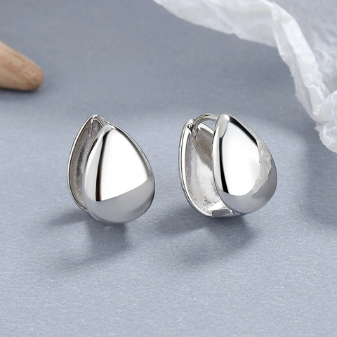 Orecchini a Cerchio a Goccia in Argento Sterling 925 per Donna Minimalisti Superficie a Specchio Liscia Oro Argento Placcati