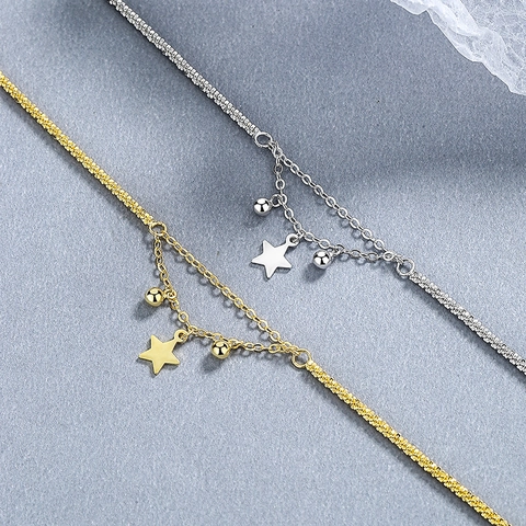 925 Sterlingsilber Doppelschichtige Stern Armband Für Damen Funkelnde Geometrische Perlenkette Minimalistischer Ins Stil Verstellbarer Modeschmuck Geschenk