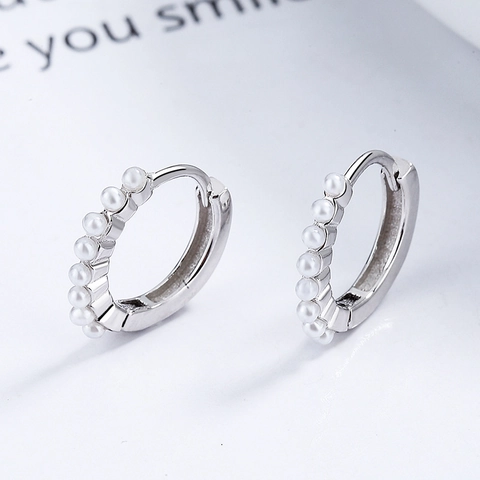 Orecchini A Cerchio Con Künstliche Perle In Argento Sterling 925 Minimalisti Geometrici Gioielli Eleganti Per Le Donne